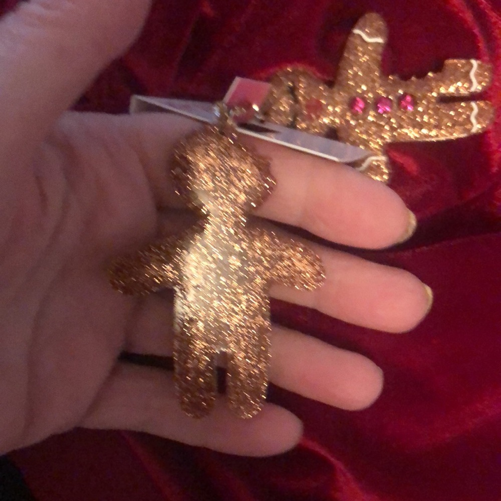 New Betsey Johnson Sparkly Gingerbread Earrings with rhinestones - Picture 9 of 13